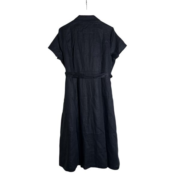 Quince 100% European Linen Button Front Dress Black Women's Size L NWT - Picture 5 of 9